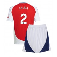 Maglia Calcio Arsenal William Saliba #2 Prima Divisa Bambino 2024-25 Manica Corta (+ pantaloncini)